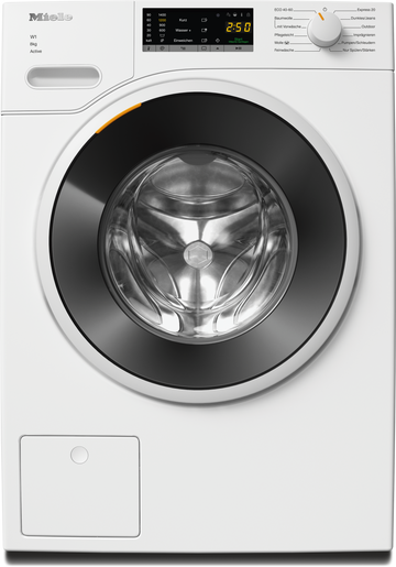 Miele WWA120 WCS Active Waschmaschine – 8 kg, 1.400 U/min, Weiß – Frontansicht in Lotosweiß