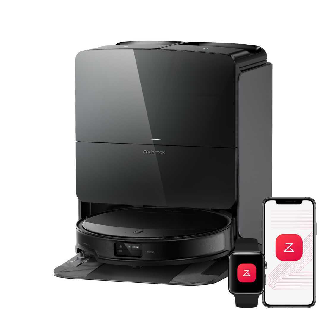 Roborock Saros 10R in Schwarz mit Tank-Dockingstation