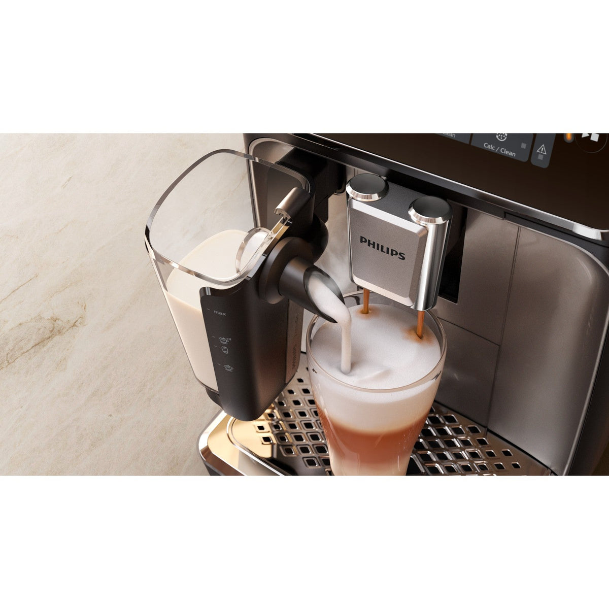 Philips Series 3300 EP3347/90 LatteGo Kaffeevollautomat – Schwarz-Chrom – Zubereitung einer Milchspezialität